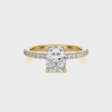Roxanne Hidden Halo Elongated Cushion Lab - Yellow Gold