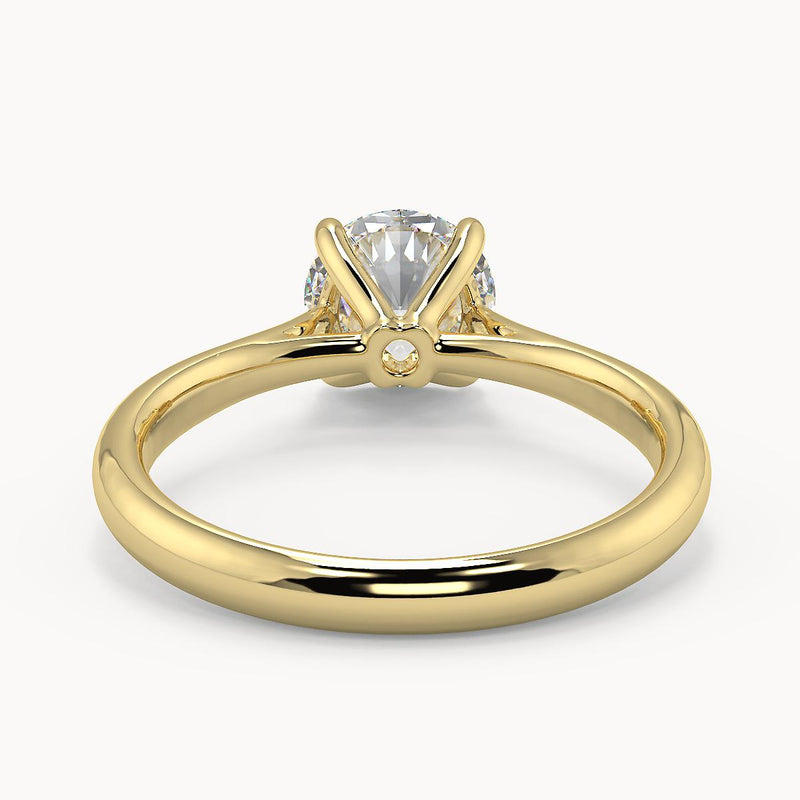 Denia Round Gold Solitaire Forever One Moissanite - Avita Jewellery