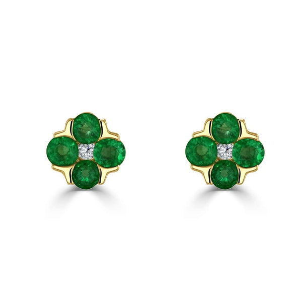 Posy Emerald & Diamond Stud Earrings - Avita Jewellery