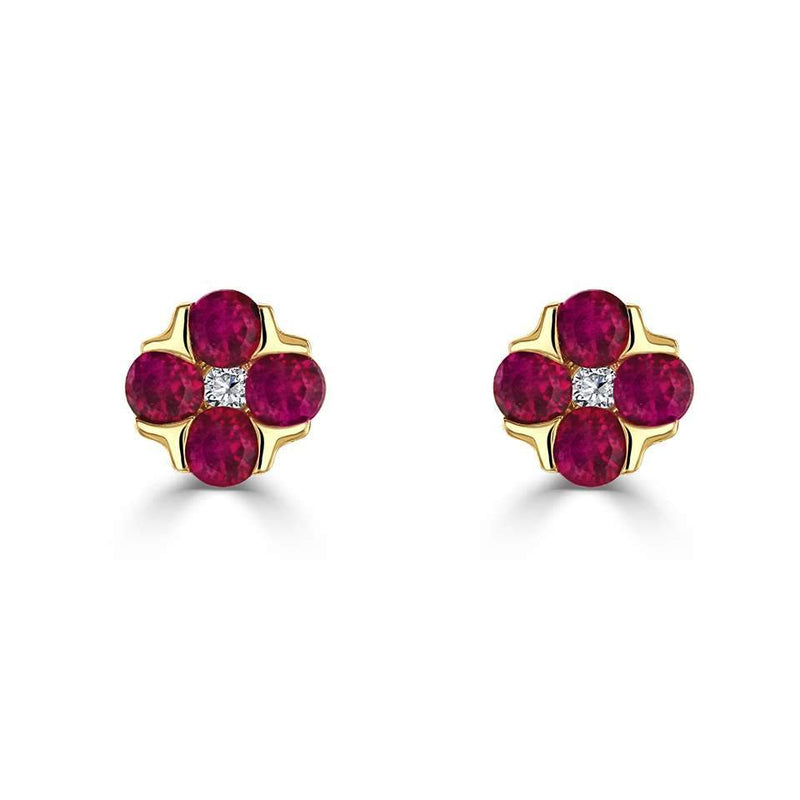Posy Ruby & Diamond Stud Earrings - Avita Jewellery