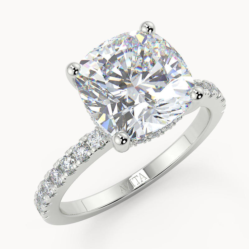 Roxanne Hidden Halo Cushion - Avita Jewellery