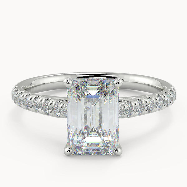 Silvie Emerald Diamond Shoulder Moissanite - Avita Jewellery