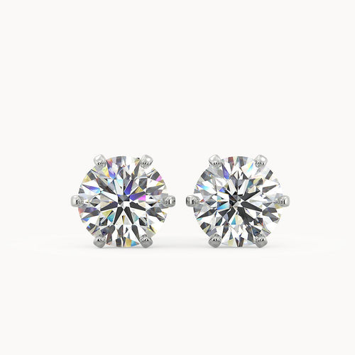 Six Prong Diamond Stud Earrings - Avita Jewellery
