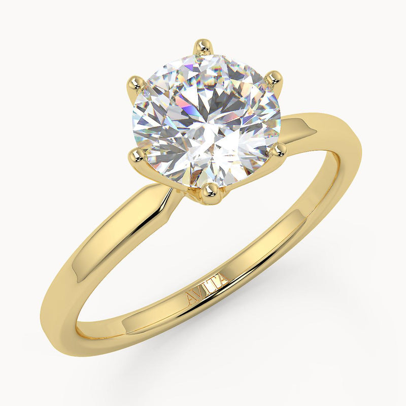 Verona Six Prong Gold Solitaire Forever One Moissanite - Avita Jewellery